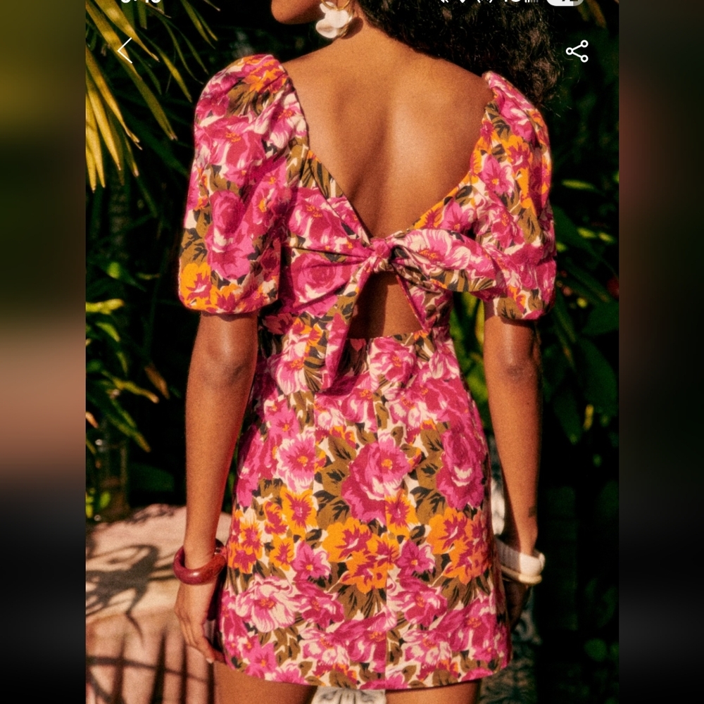 Sezane Allya Pink and Yellow Floral Short Dress
